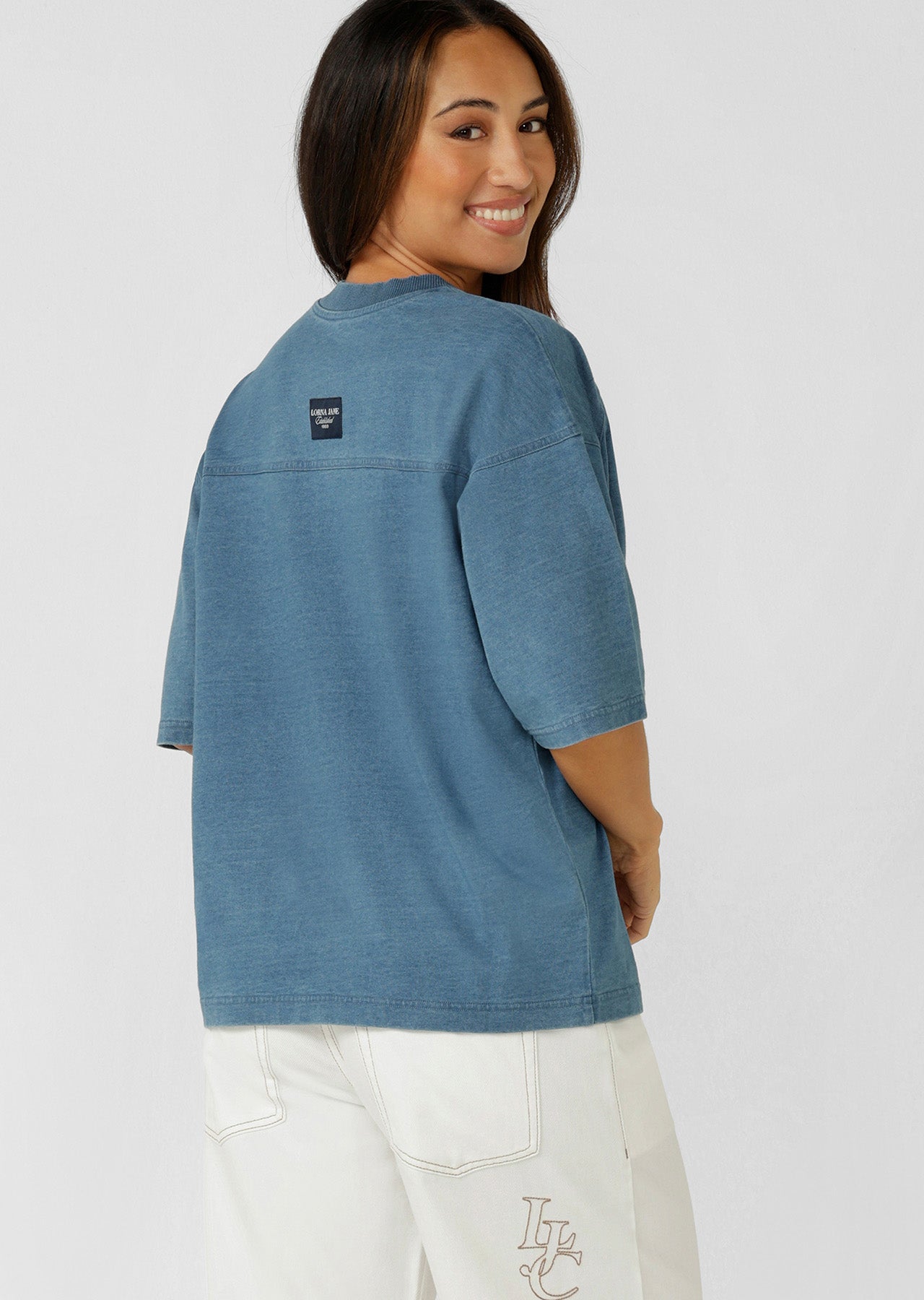 Lorna Jane Playfield T-Shirt - Washed Blue Denim