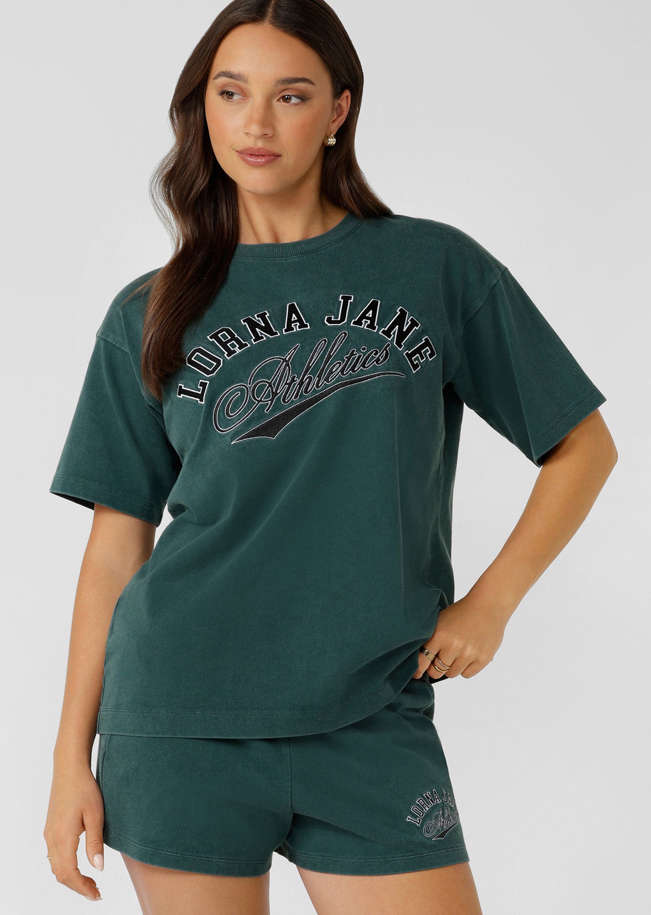 Lorna Jane Prestige Washed T-Shirt - Washed Palmetto Green