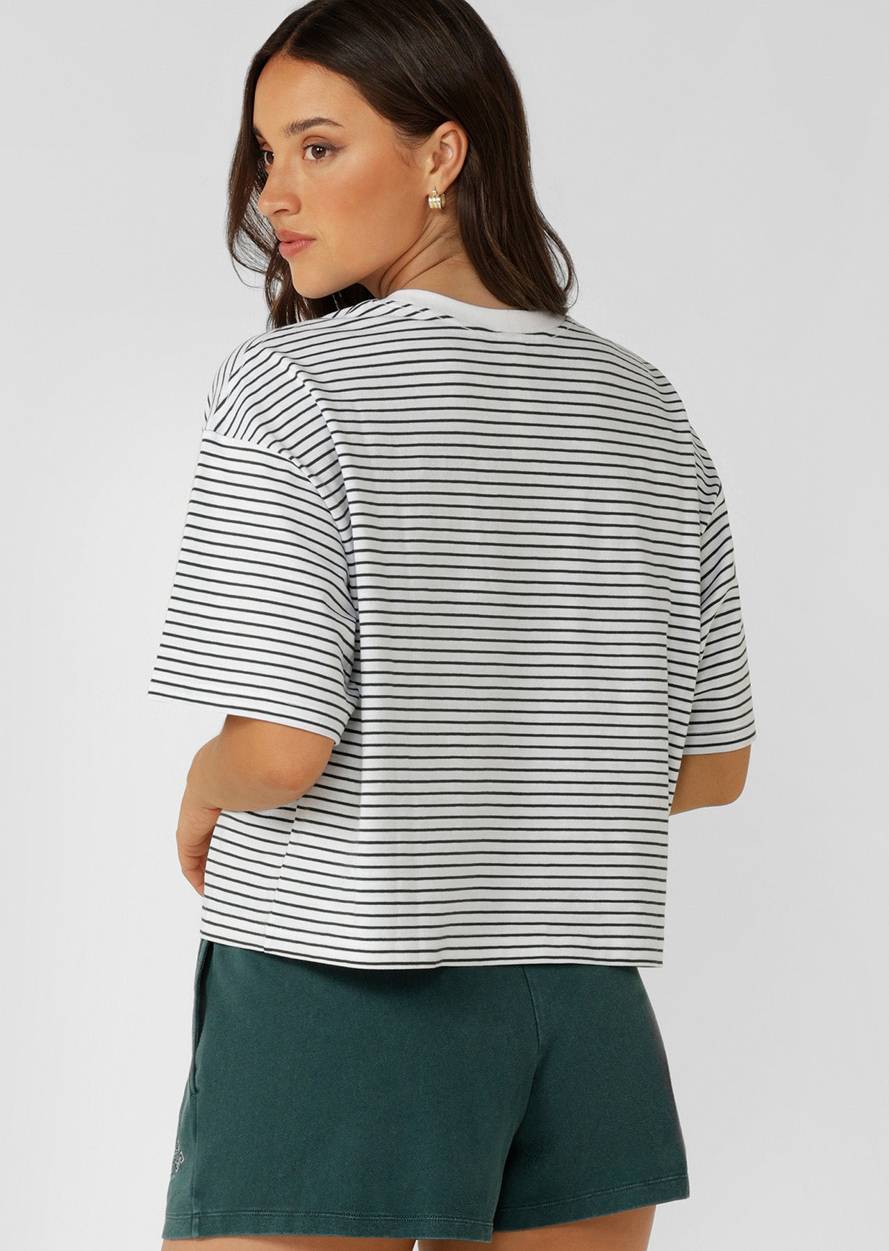 Lorna Jane Heartstrings T-Shirt - Fig Green Mini Stripe