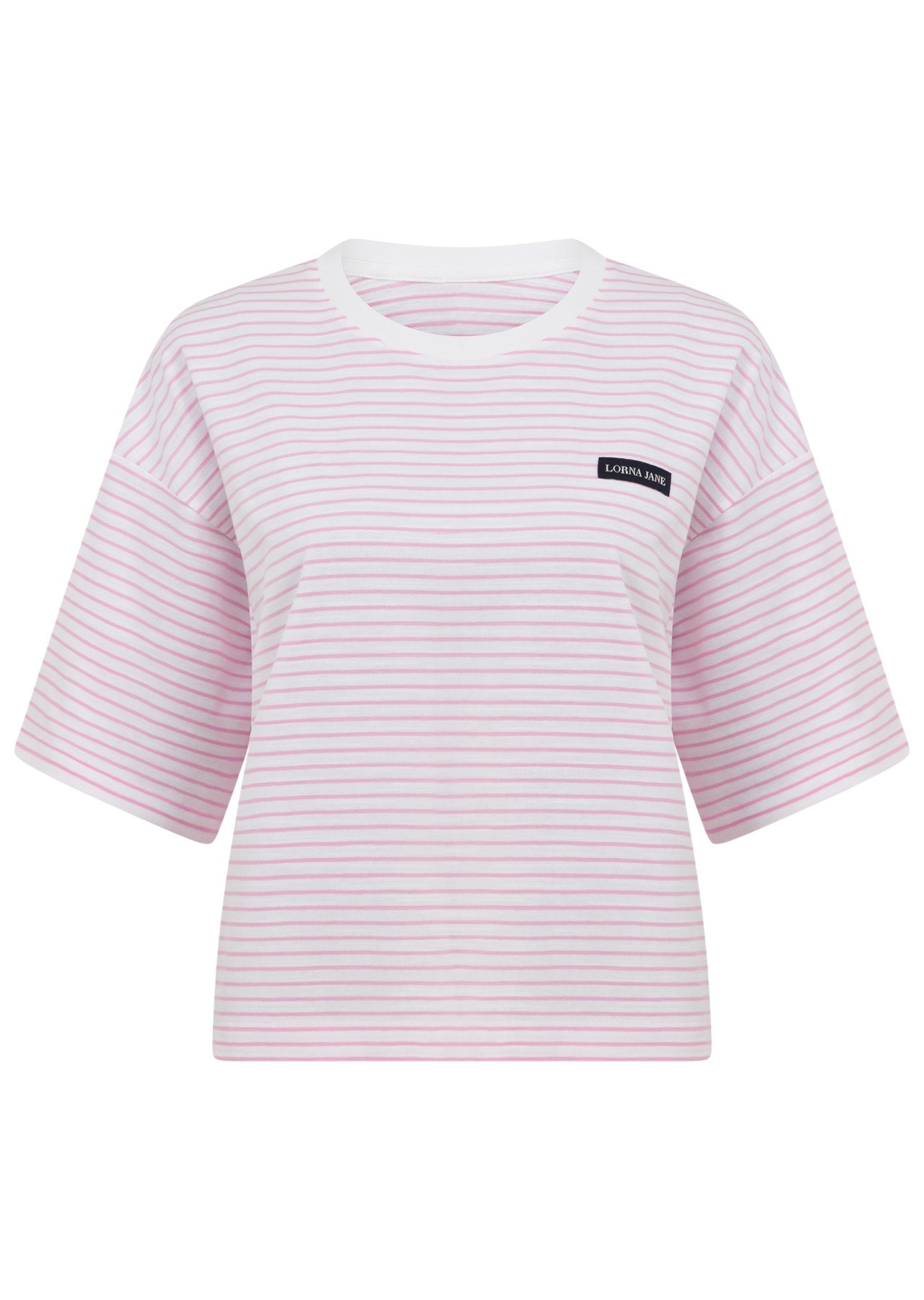 Lorna Jane Heartstrings T-Shirt - Sweet Pink Mini Stripe