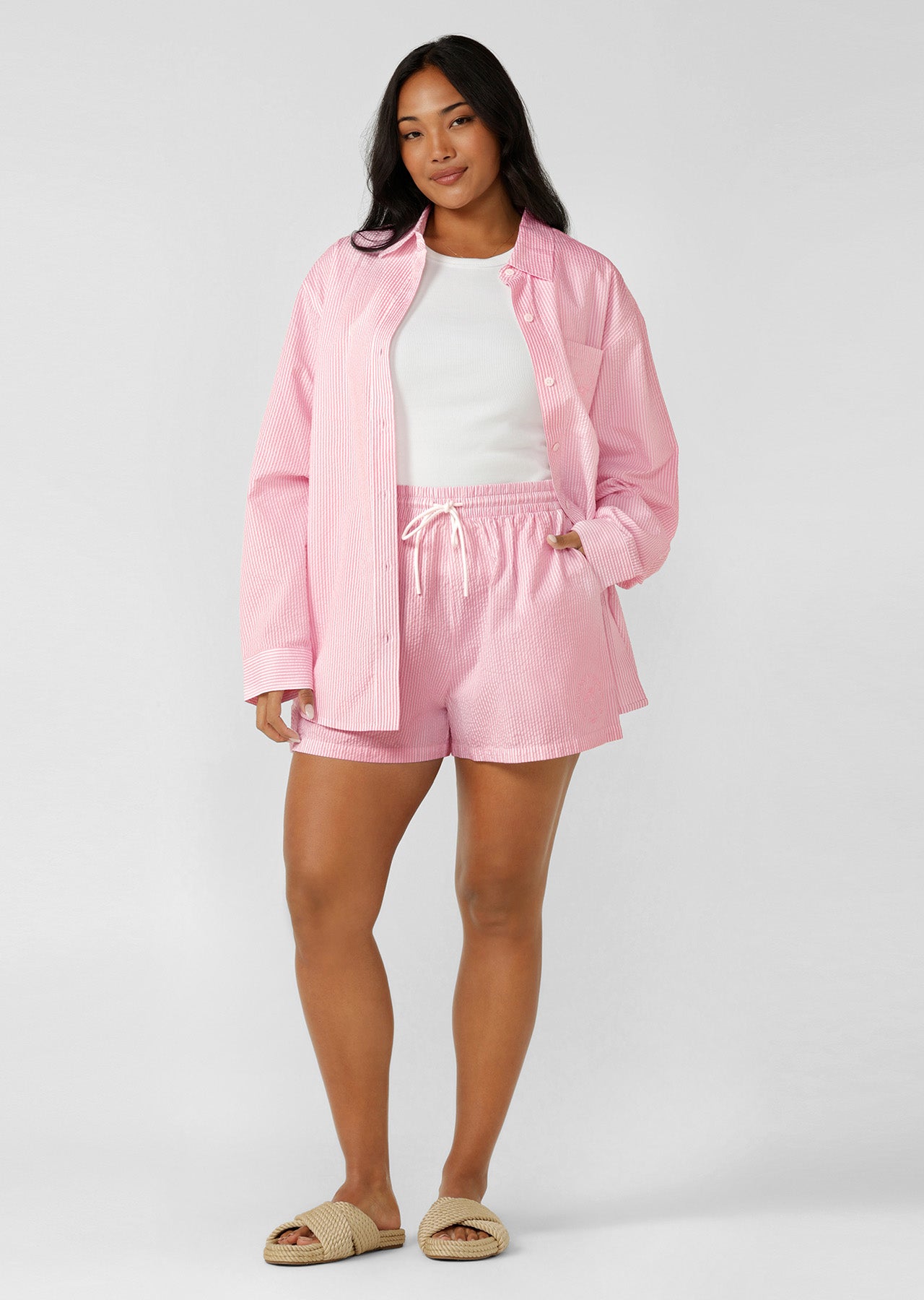 Lorna Jane Lorna Jane Heritage Shorts - Sweet Pink Stripe