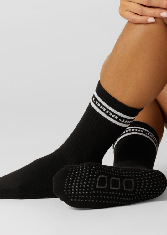 Lorna Jane Pilates Grip Crew Socks - Black