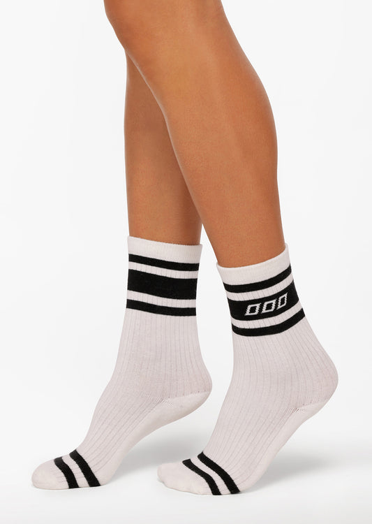 Lorna Jane Varsity Crew Socks - Porcelain/Black