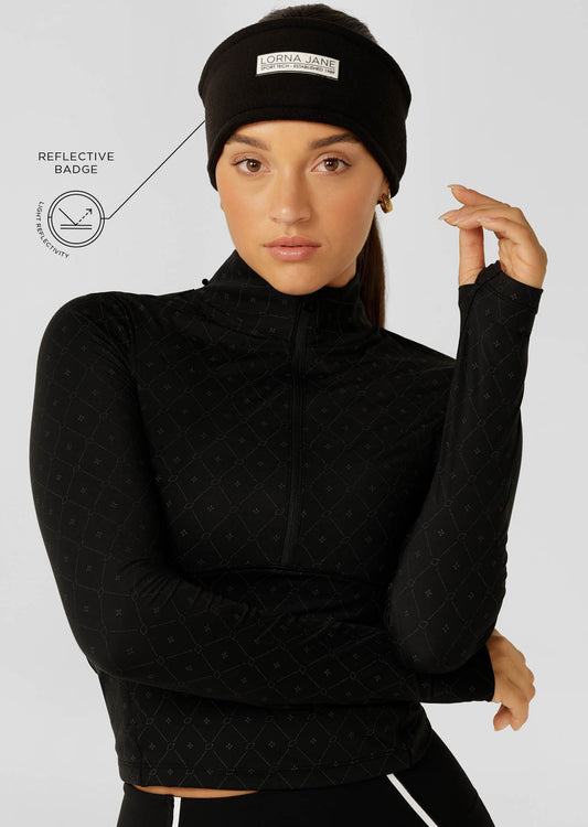 Lorna Jane Reflective Polar Fleece Headband - Black