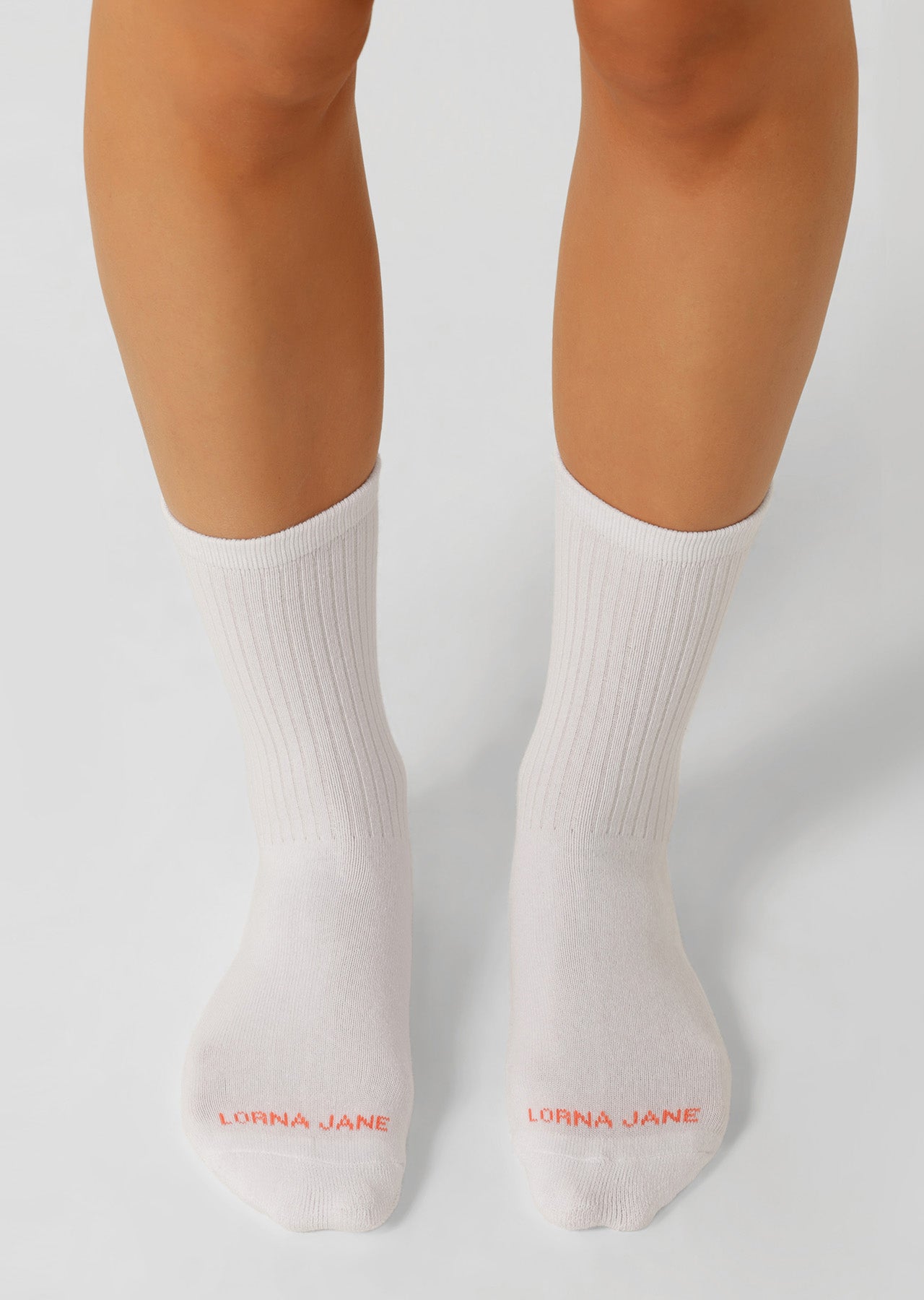 Lorna Jane 2PK Iconic Crew Socks - White/Ballerina