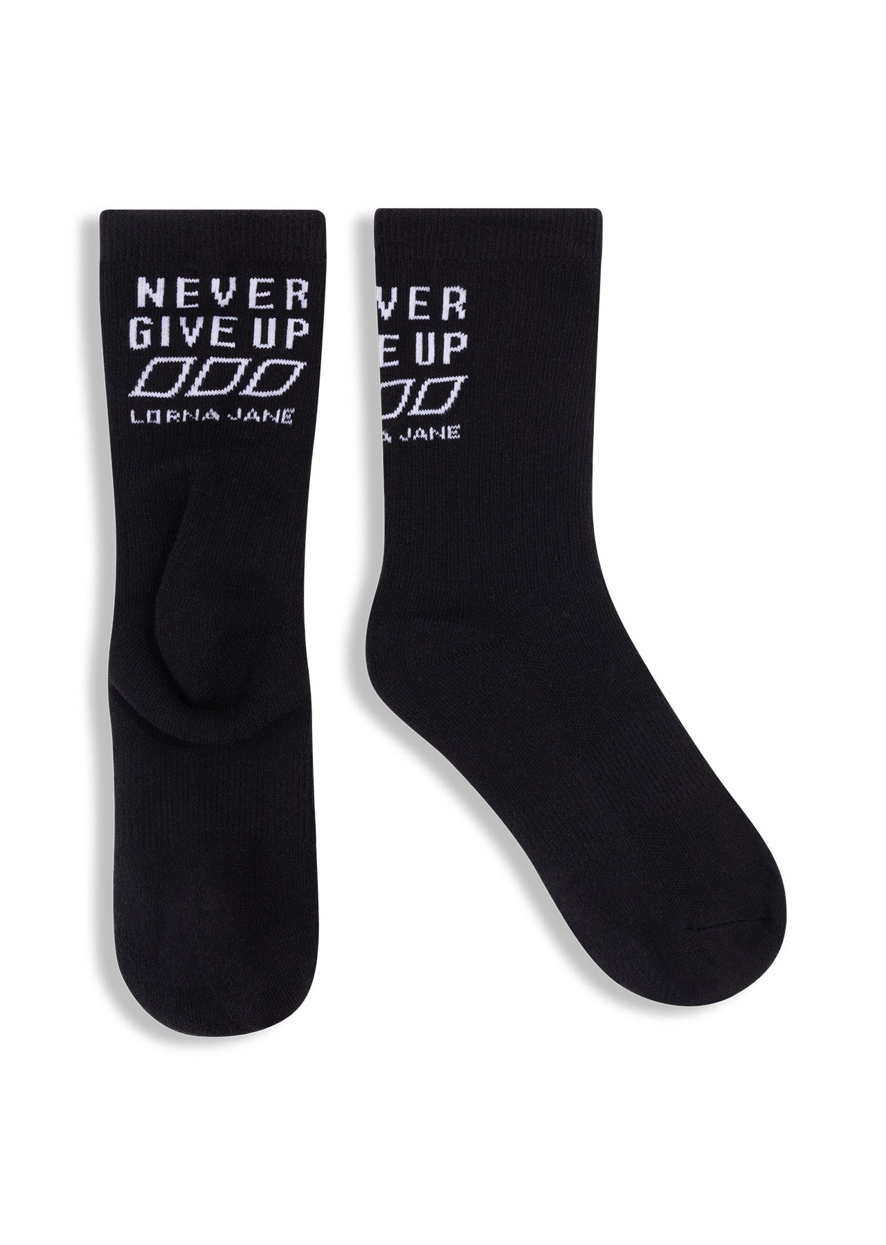 Lorna Jane Never Give Up Arch Support Crew Socks - Black