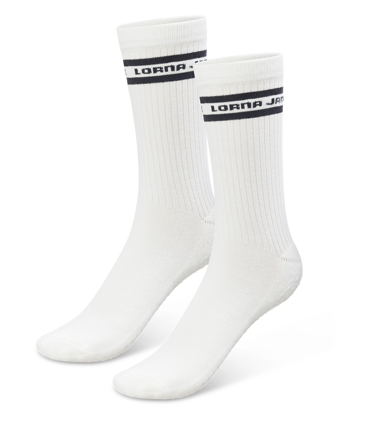 Lorna Jane Pilates Grip Crew Socks - Porcelain/ Black