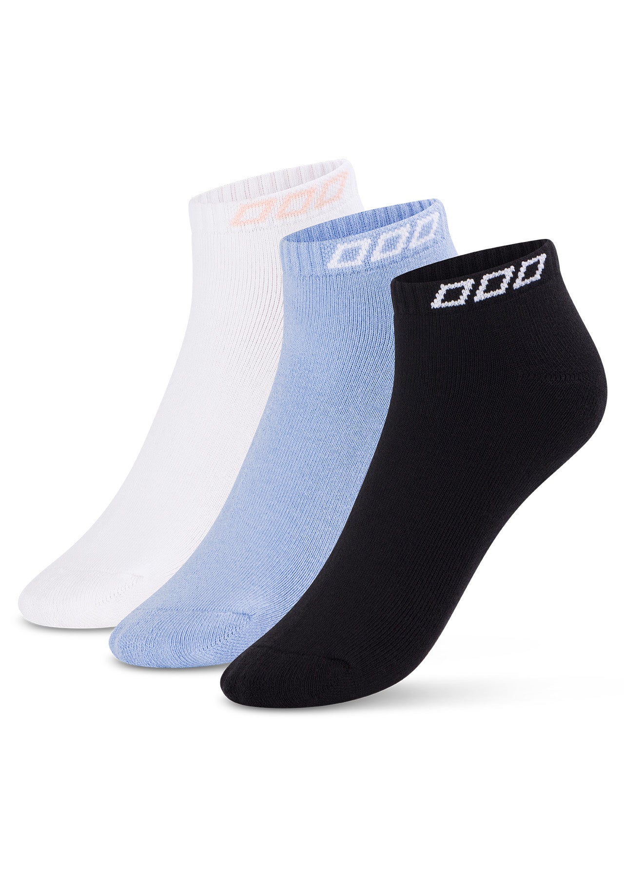 Lorna Jane 3PK Iconic Socks - Black & Lt Moontide & White