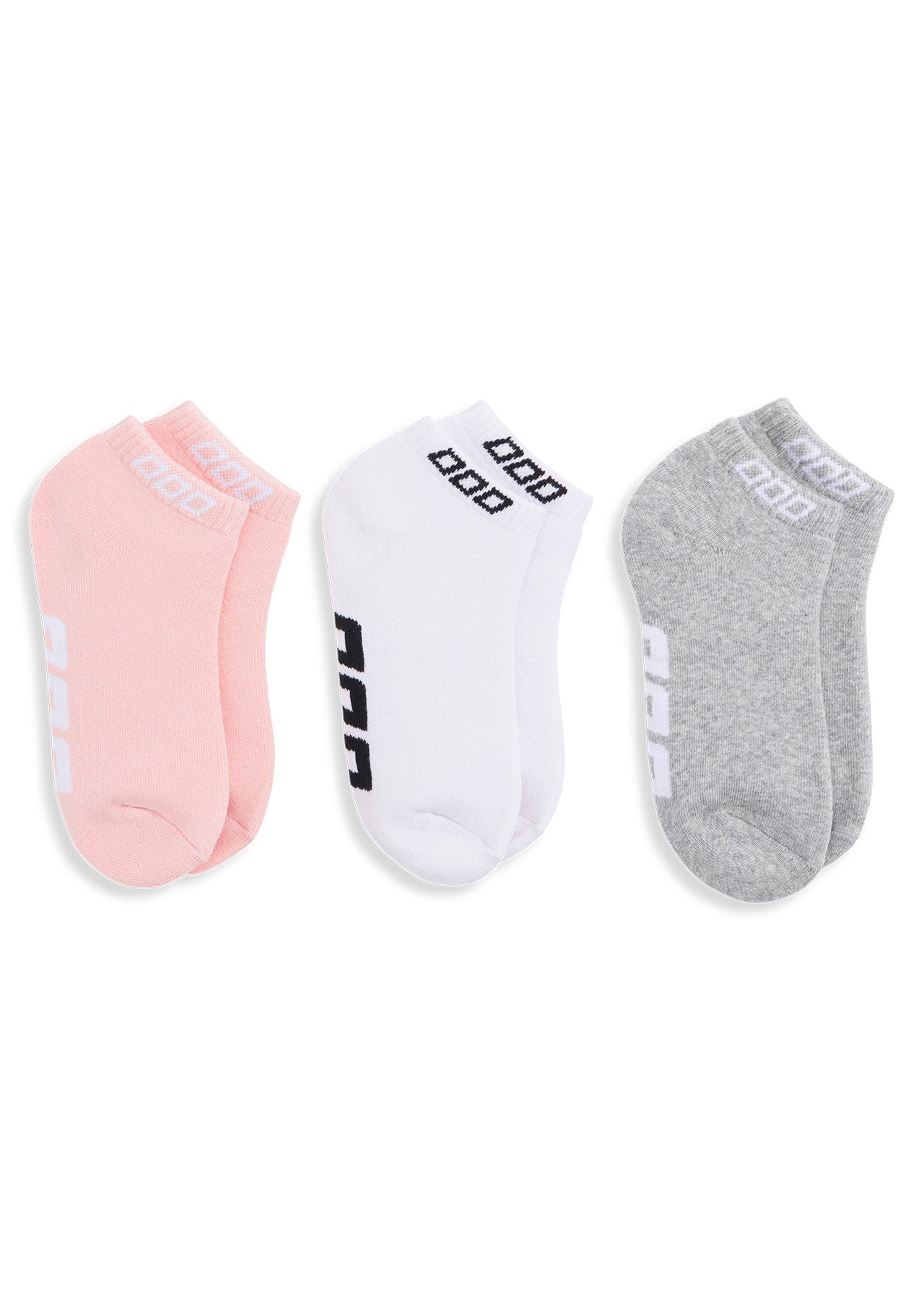 Lorna Jane 3PK Iconic Socks - White & Pink Sand & Grey Marl