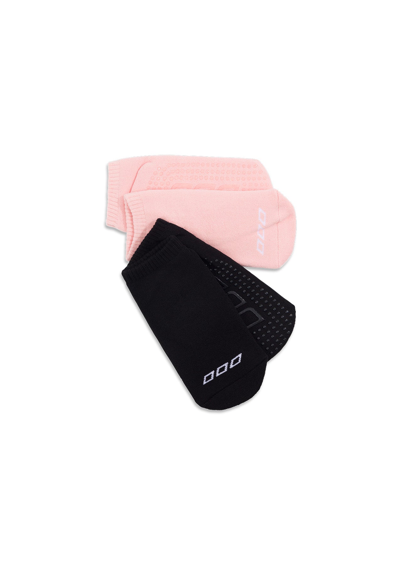 Lorna Jane 2Pk Icon Pilates Grip Socks - Black/Pink Sand