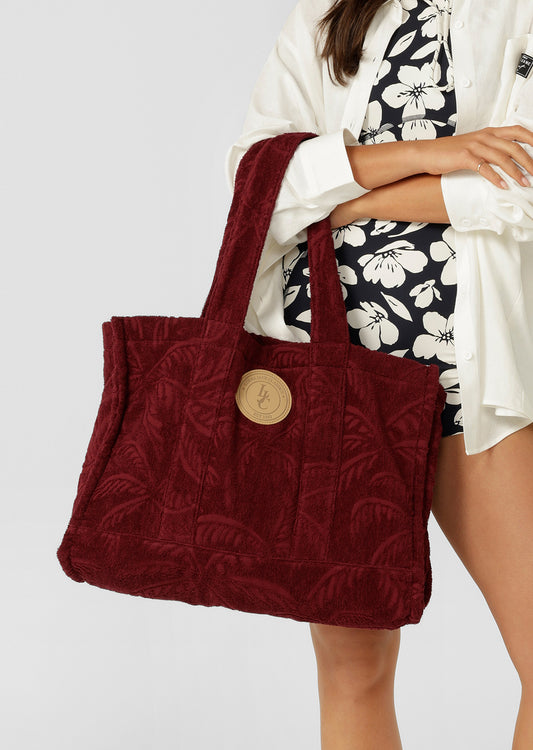 Lorna Jane Calypso Terry Beach Bag - Cranberry