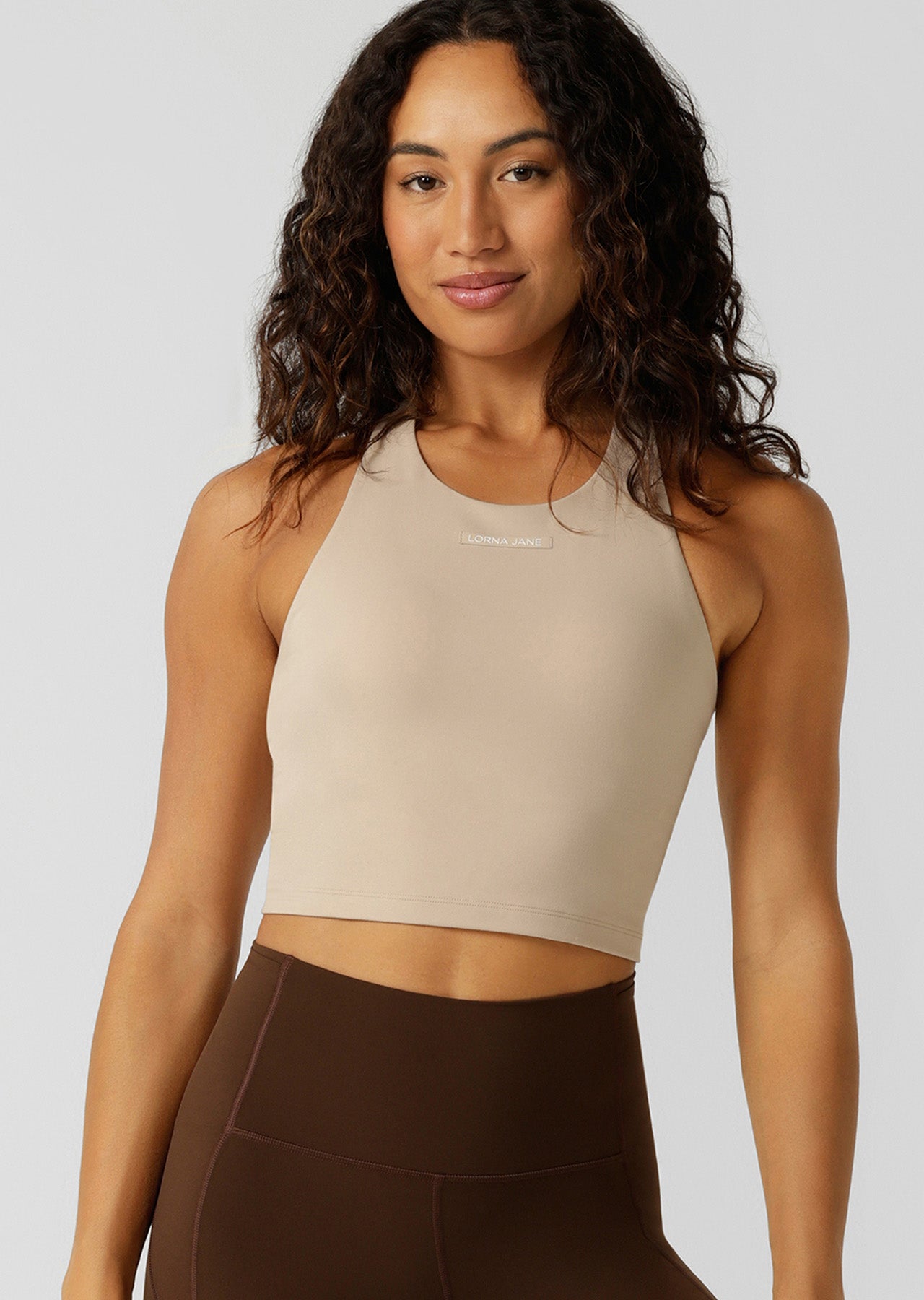 Lorna Jane Flexible Tank Bra Combo - Latte