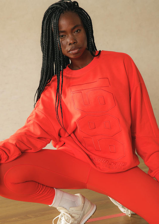 Lorna Jane Olympia Oversized Sweat - Hot Tomato