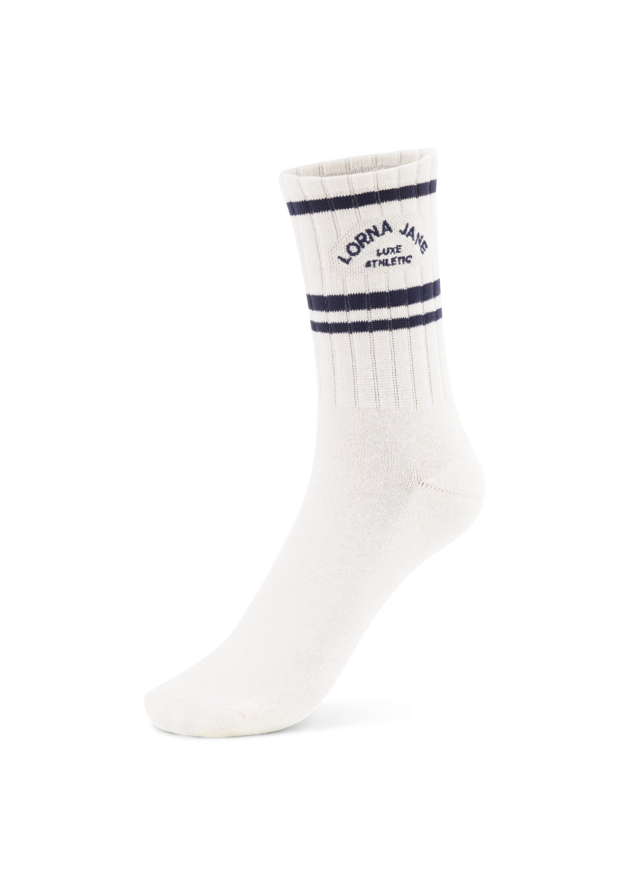 Lorna Jane Lotus Crew Socks - Porcelain/Platinum Navy