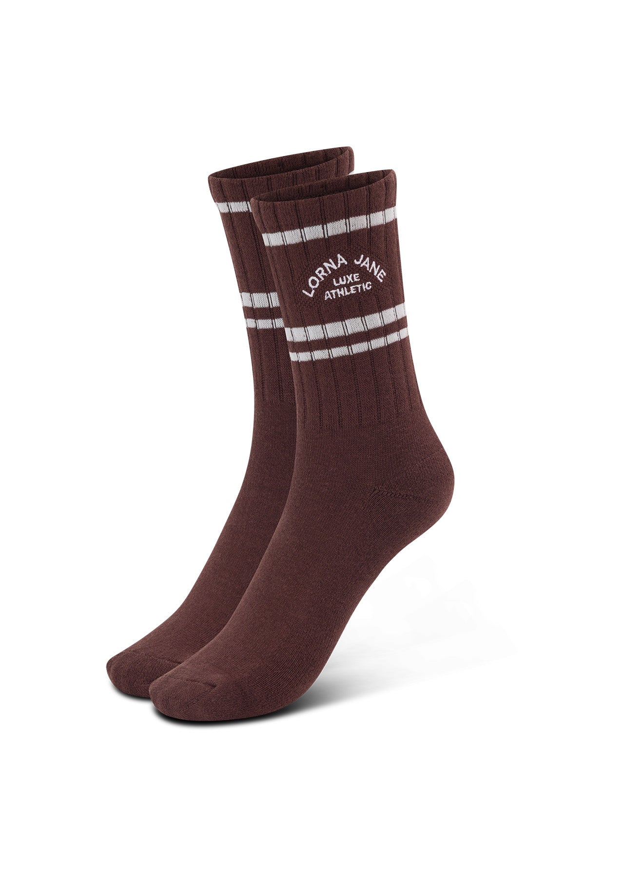Lorna Jane Lotus Crew Socks - Truffle & Porcelain