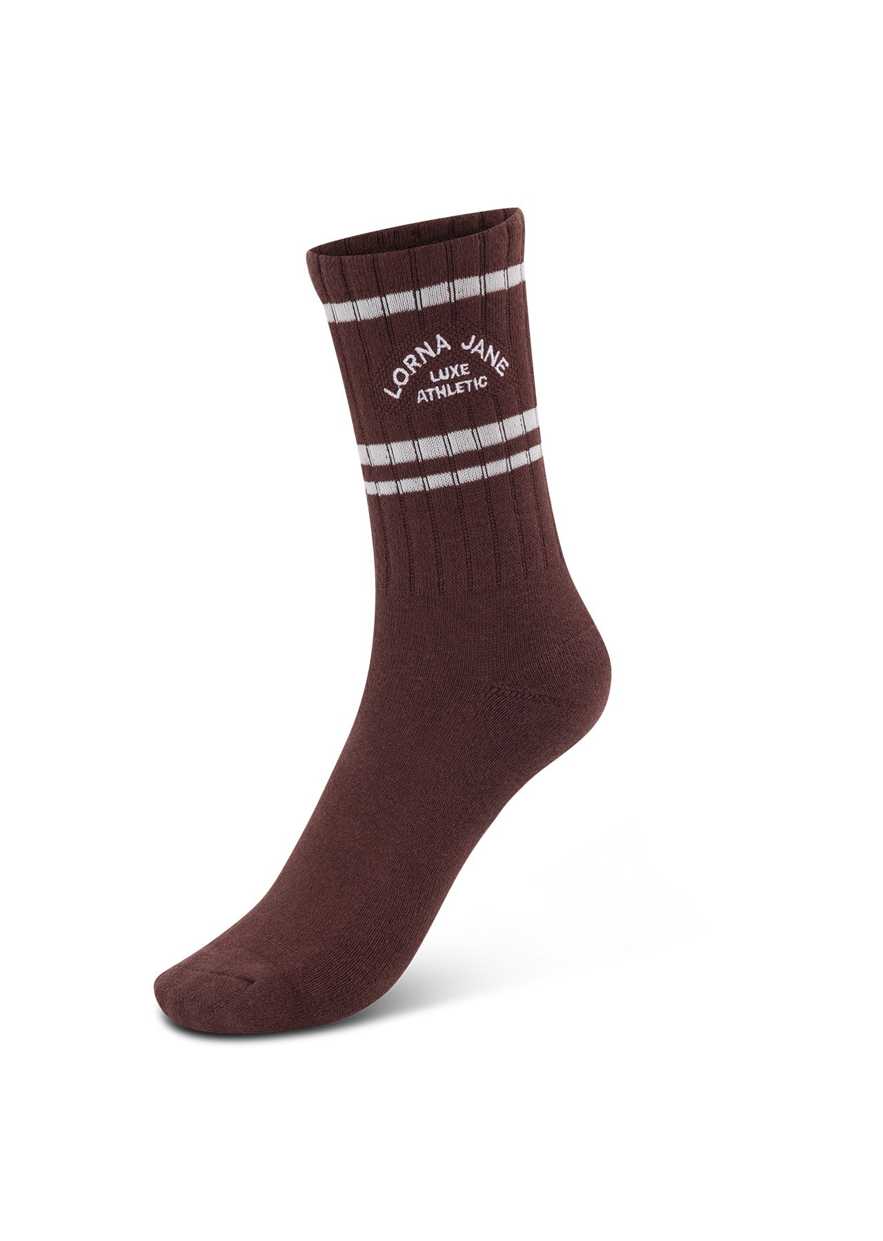 Lorna Jane Lotus Crew Socks - Truffle & Porcelain