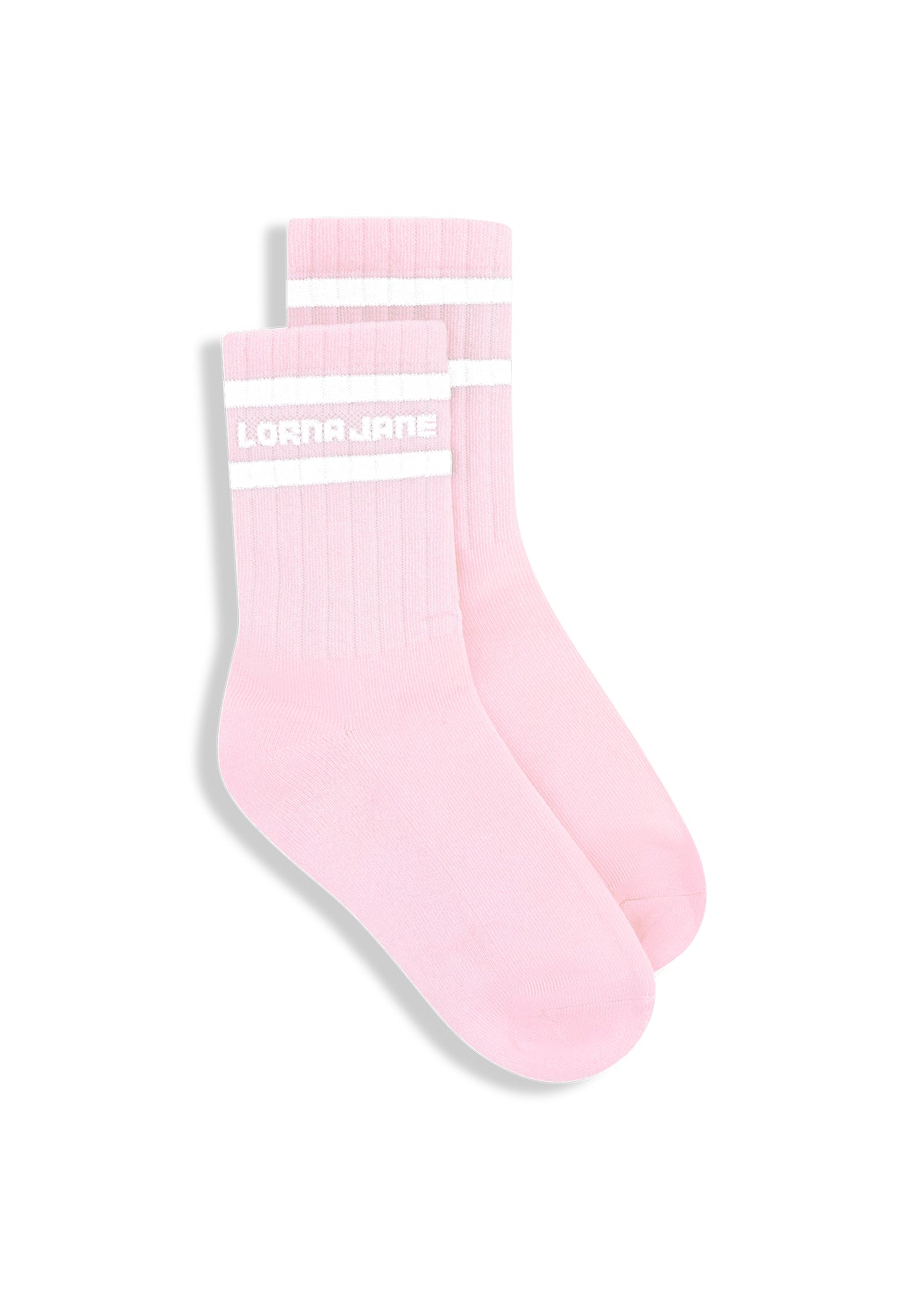 Lorna Jane Sporty Crew Socks - Pale Peony & White