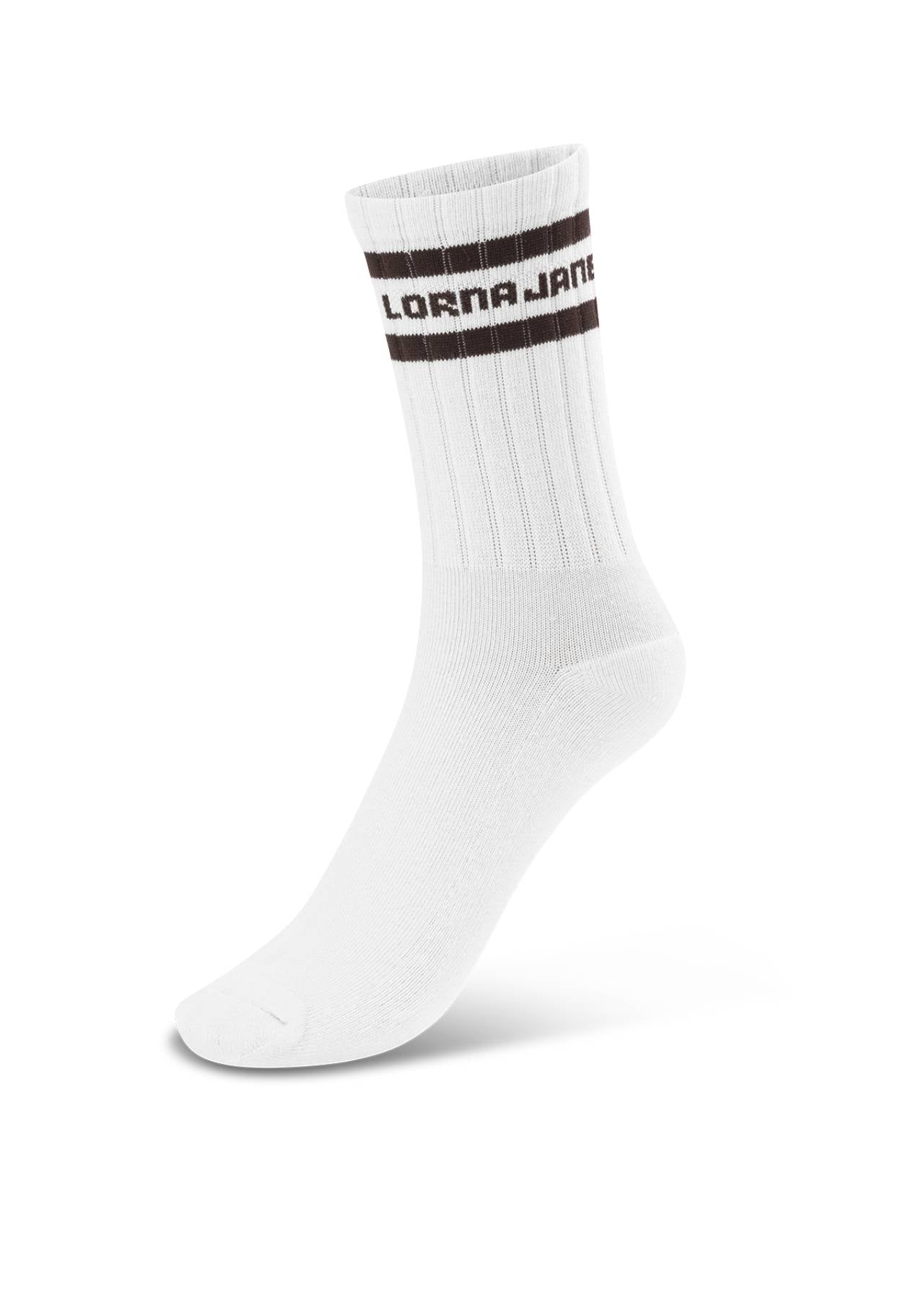 Lorna Jane Sporty Crew Socks - White & Volcano