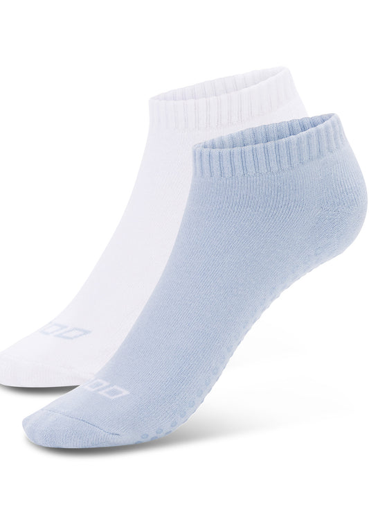 Lorna Jane 2PK Icon Pilates Grip Socks - White/Toulouse Blue