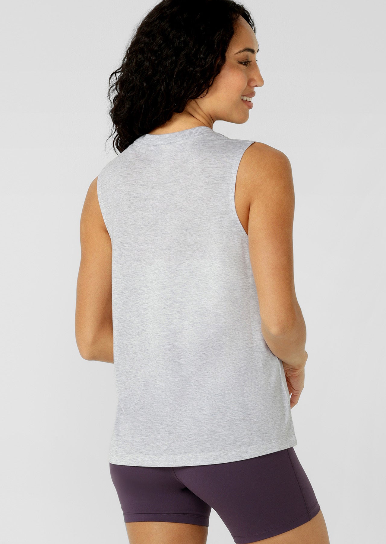 Lorna Jane Lotus Muscle Tank - Light Grey Marl