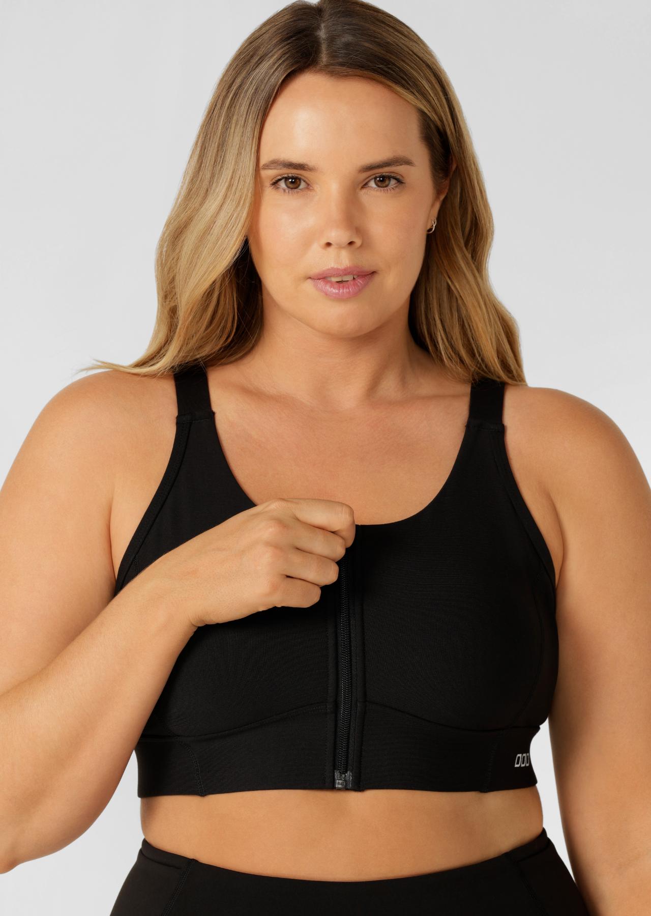 Lorna Jane Zip & Go Sports Bra - Black