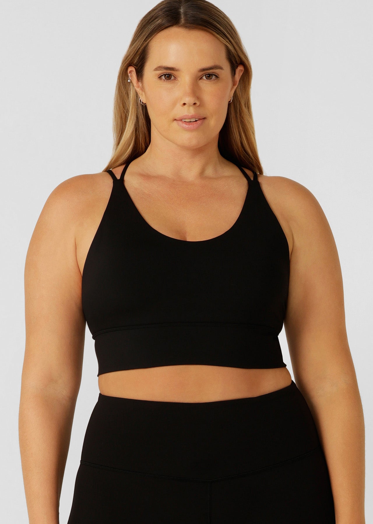 Lorna Jane Lotus Longline Sports Bra - Recycled Black