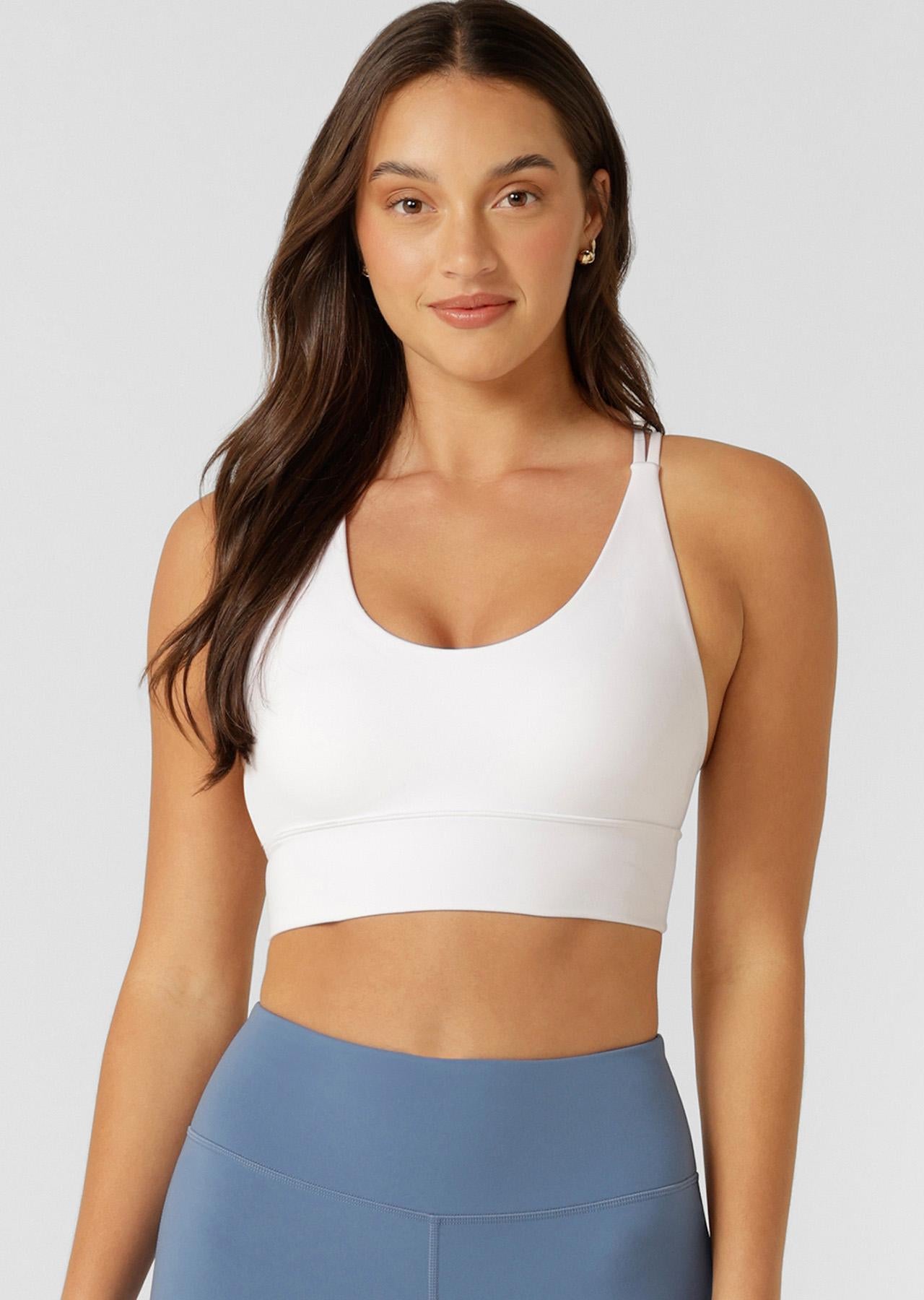 Lorna Jane Lotus Longline Sports Bra - Recycled White