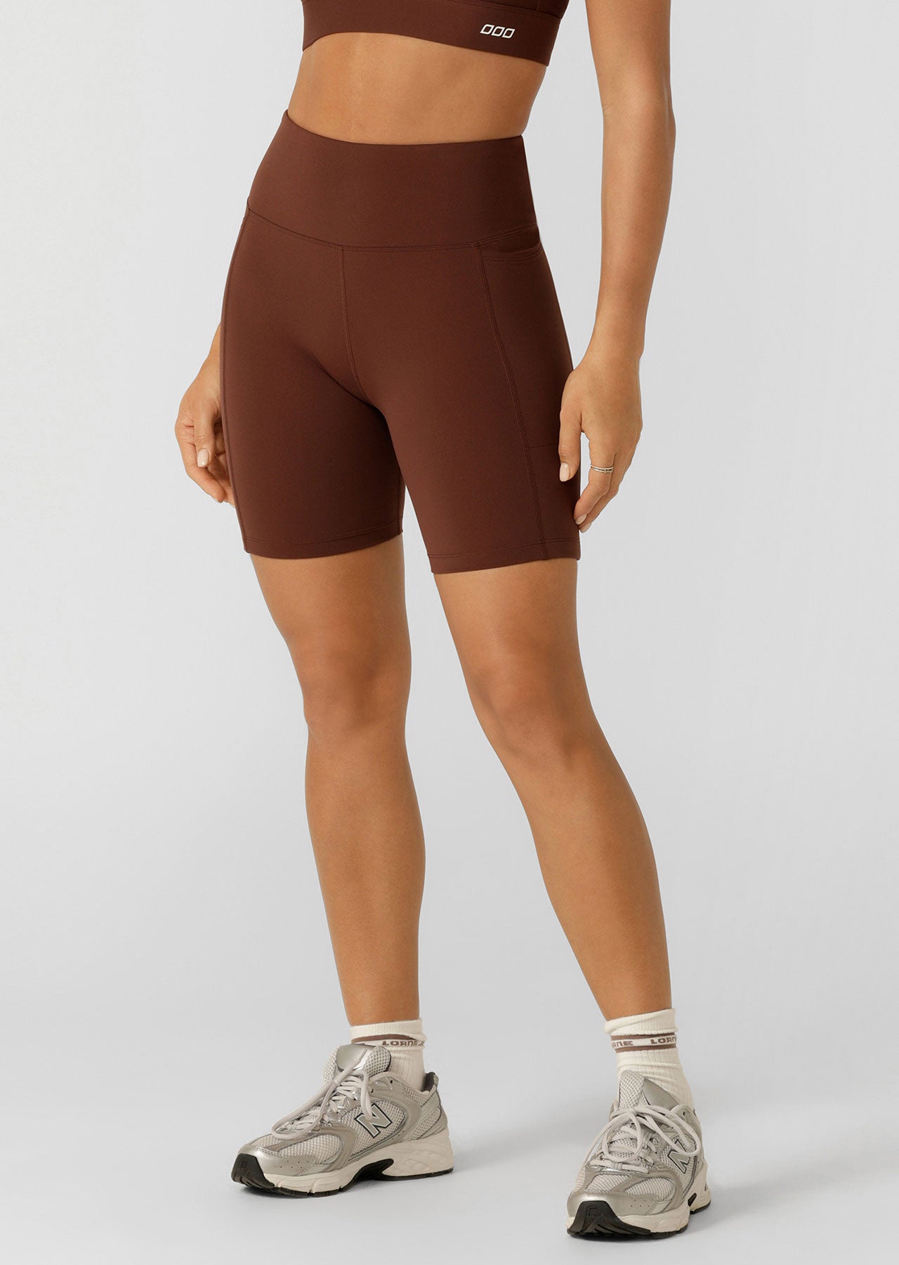 Lorna Jane Amy Phone Pocket Tech Bike Shorts - Truffle