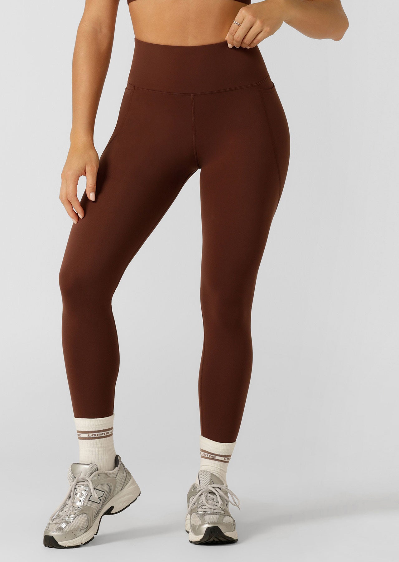 Lorna Jane Amy Phone Pocket Tech Ankle Biter Leggings - Truffle