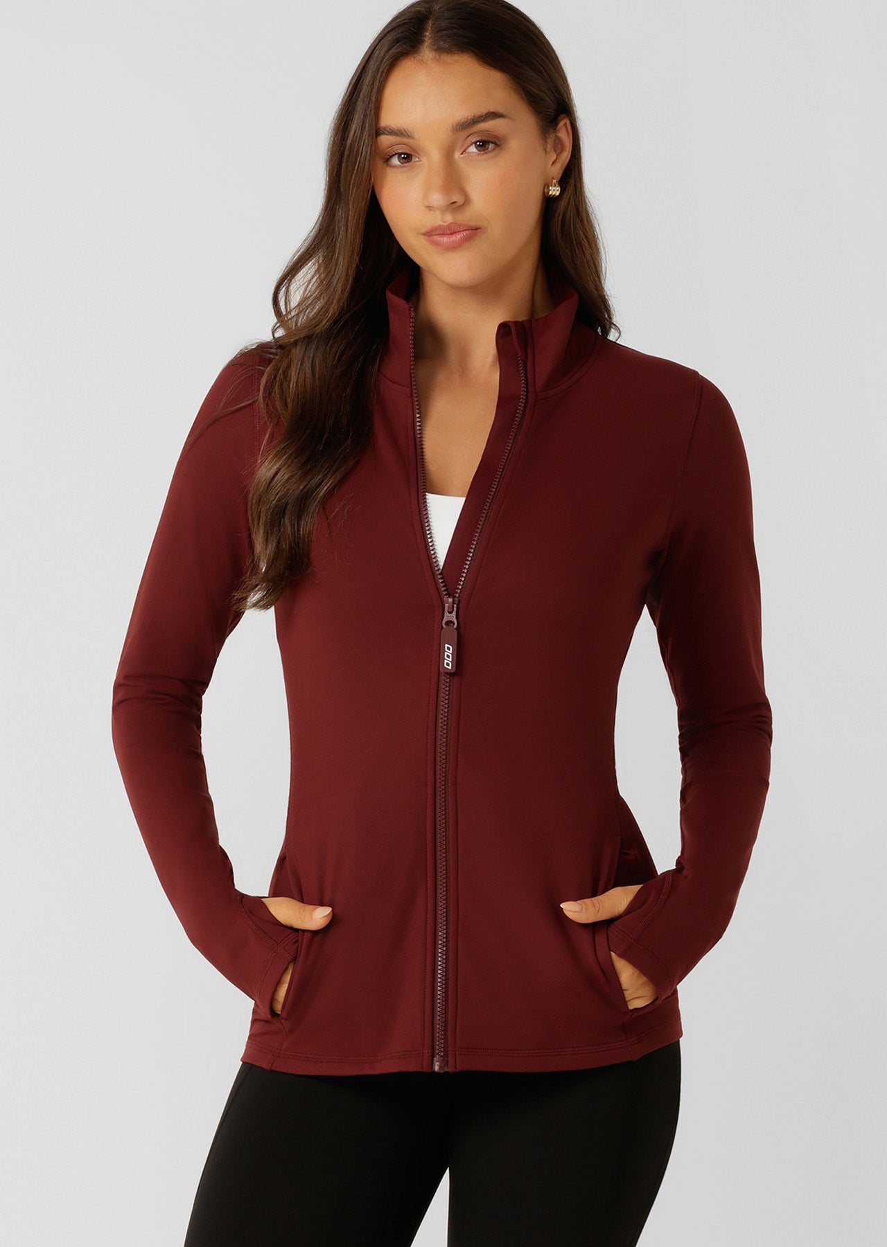 Lorna Jane Amy Thermal Active Zip Through Jacket - Dark Ruby