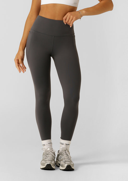 Lorna Jane Amy Thermal Phone Pocket Full Length Leggings - Titanium