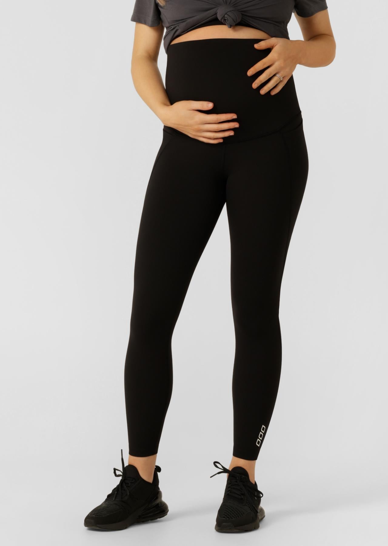 Lorna Jane LJ Maternity Phone Pocket Ankle Biter Leggings - Recycled Black