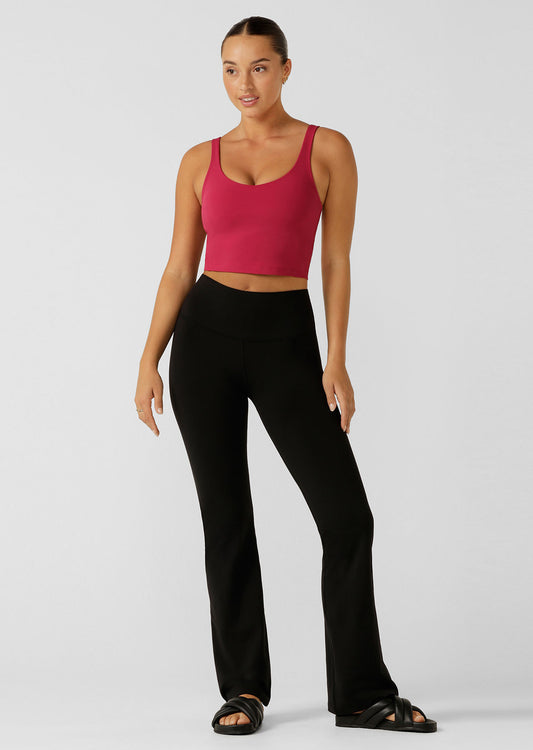 Lorna Jane Hi-Fold Lotus Bootleg Pants - Black