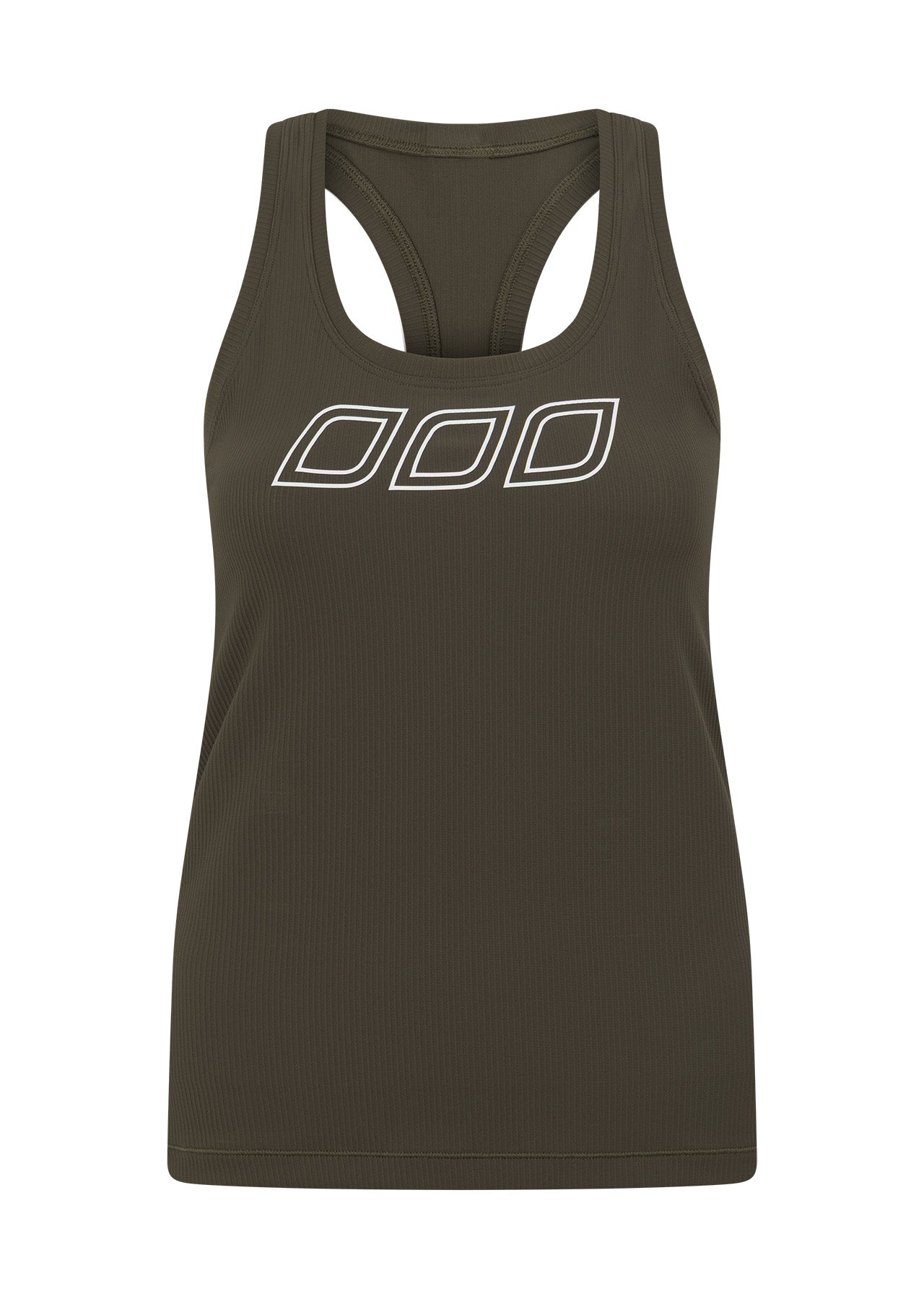 Lorna Jane Amy Fitted Active Rib Tank - Dark Khaki Haze