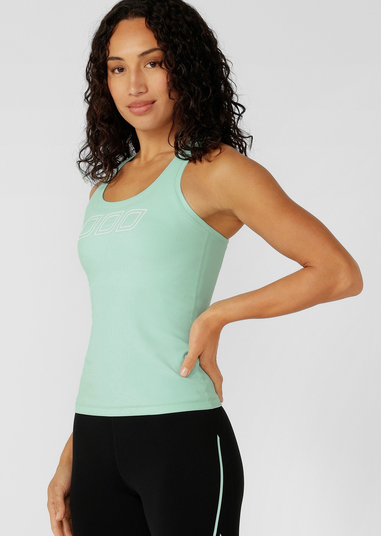 Lorna Jane Amy Fitted Active Rib Tank - Mint Cream