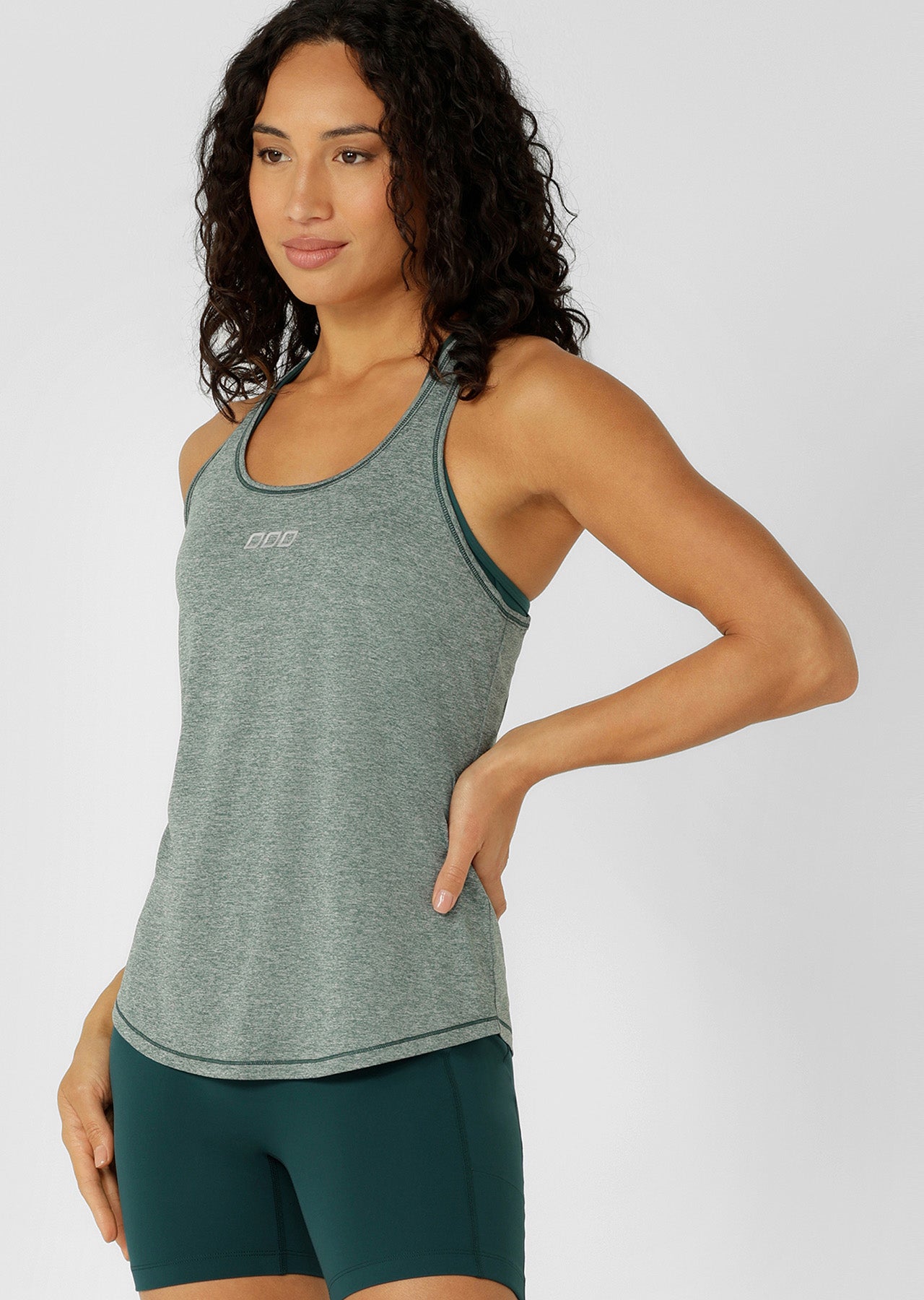Lorna Jane Amy Dynamic Active Tank - Palmetto Green Marl