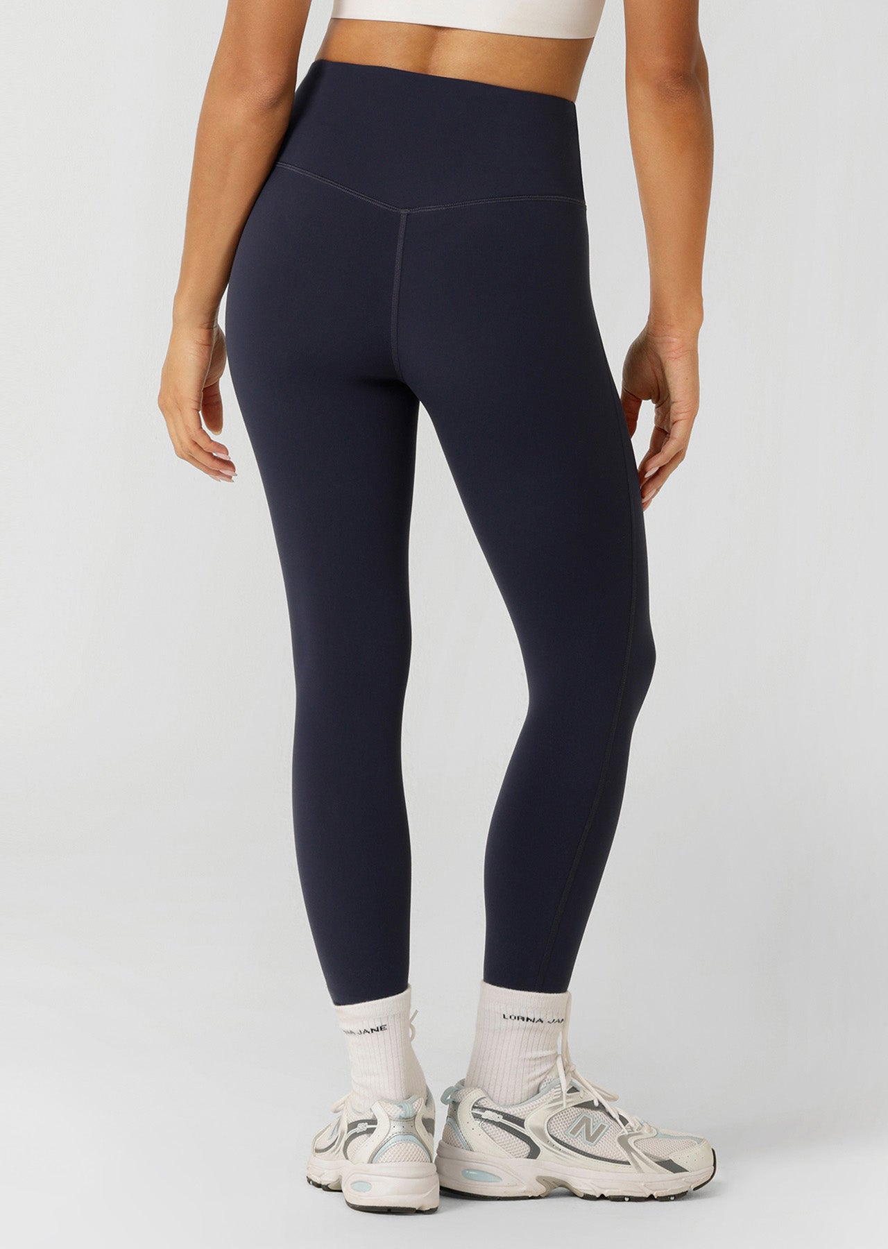 Lorna Jane Lotus No Chafe Phone Pocket Ankle Biter Leggings - Dark Platinum Navy
