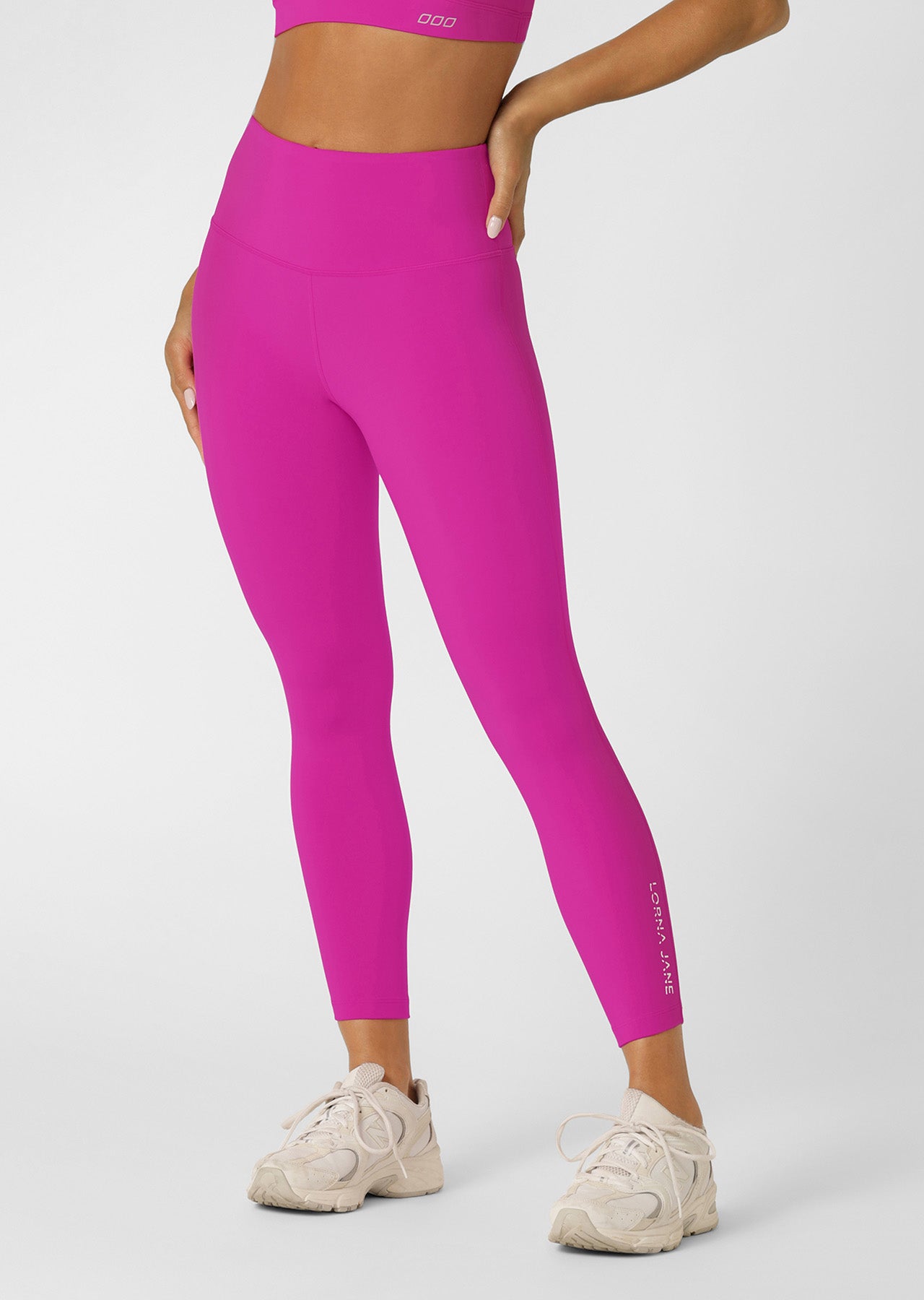 Lorna Jane Lotus No Chafe Phone Pocket Ankle Biter Leggings - Electric Pink