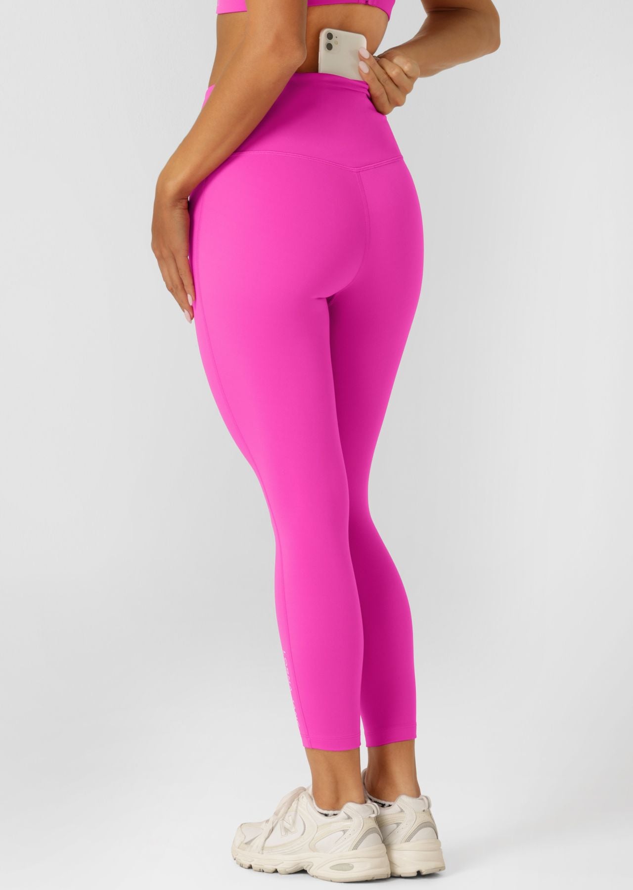 Lorna Jane Lotus No Chafe Phone Pocket Ankle Biter Leggings - Electric Pink