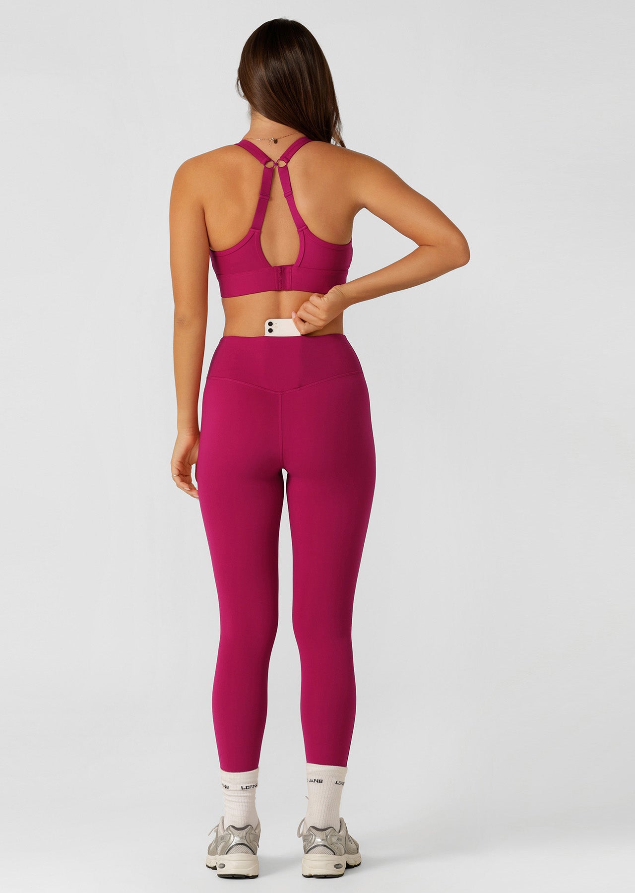 Lorna Jane Lotus No Chafe Phone Pocket Ankle Biter Leggings - Persian Rose