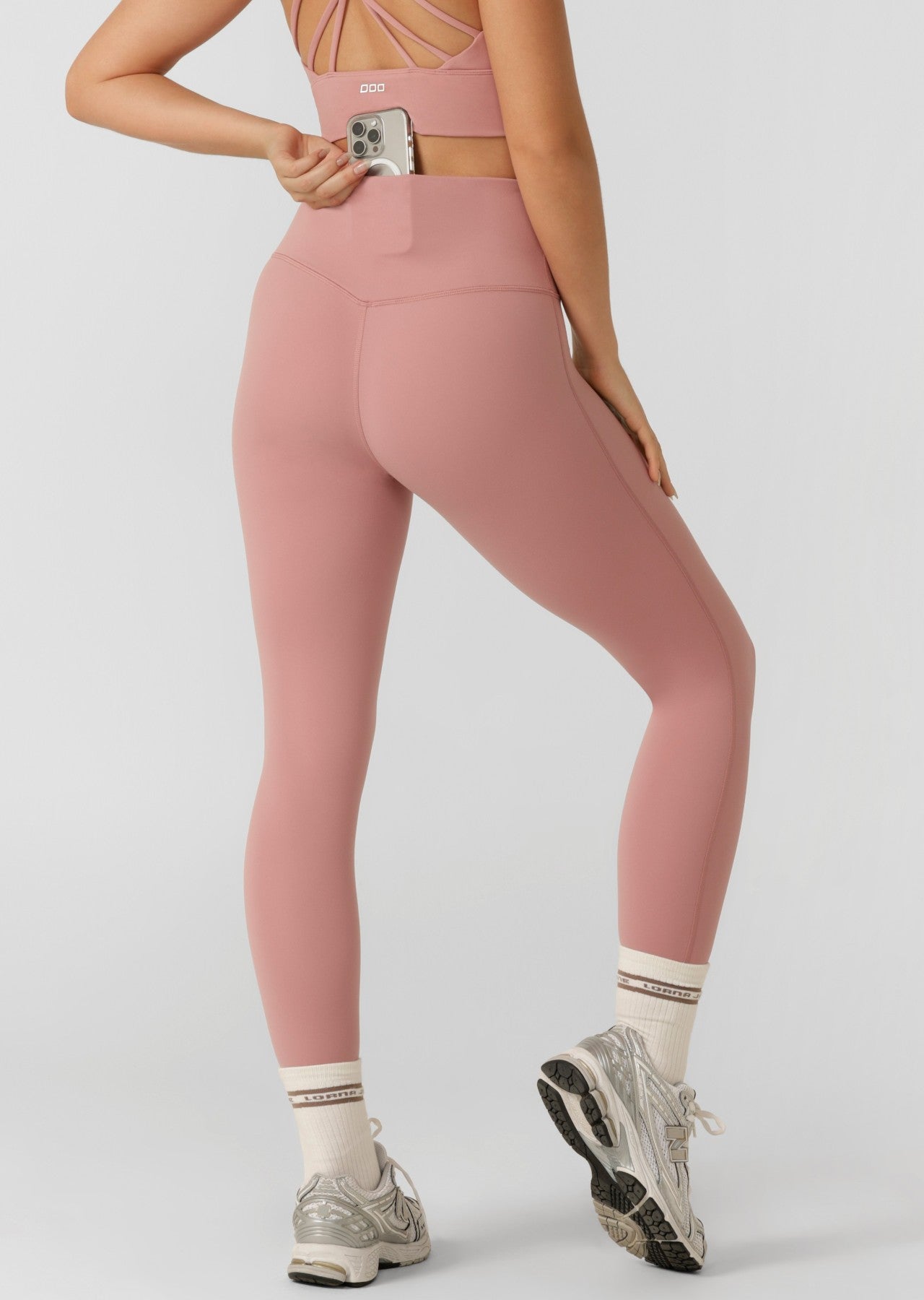 Lorna Jane Lotus No Chafe Phone Pocket Ankle Biter Leggings - Wild Rose