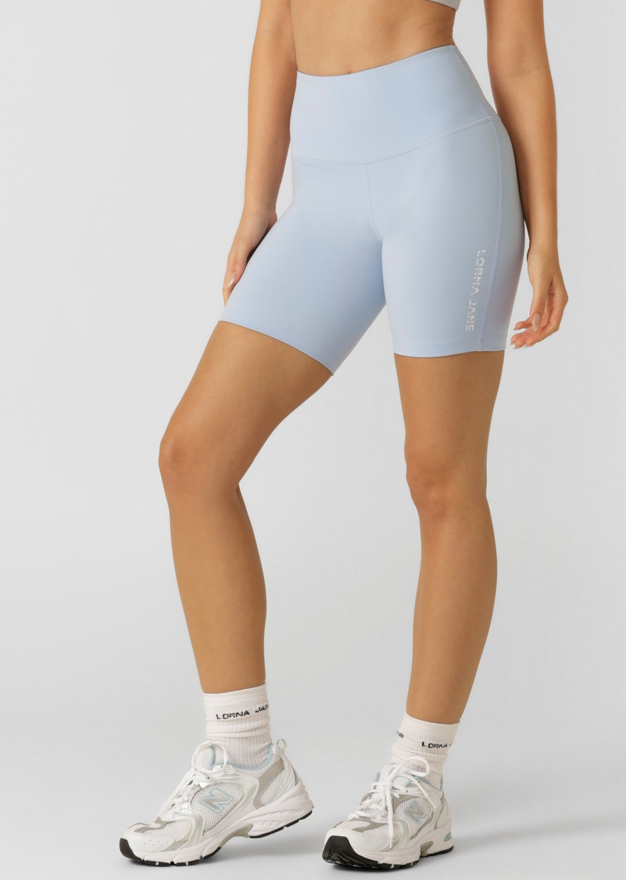 Lorna Jane Lotus No Chafe Phone Pocket 16cm Bike Shorts - Light Moontide