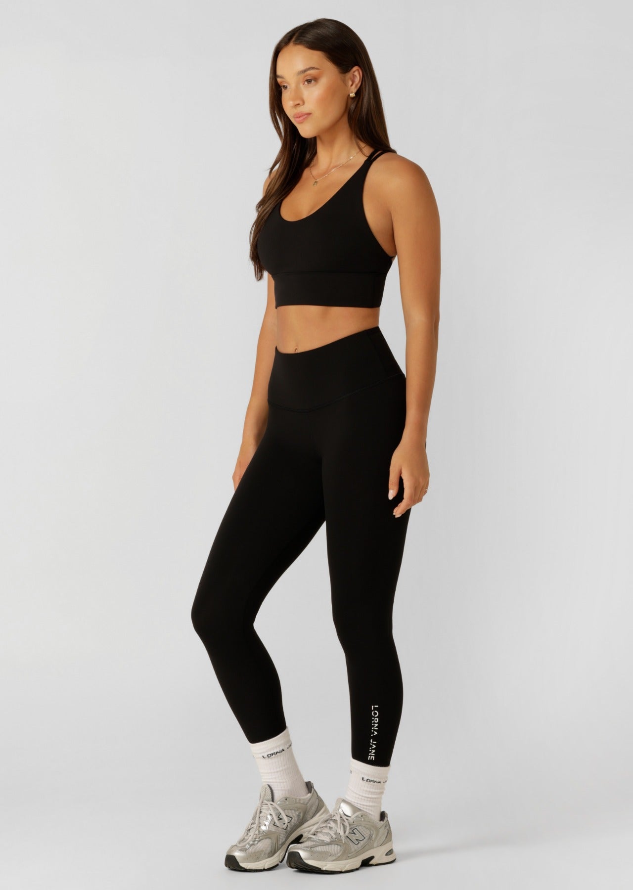Lorna Jane Lotus Phone Pocket Ankle Biter Leggings - Recycled Black
