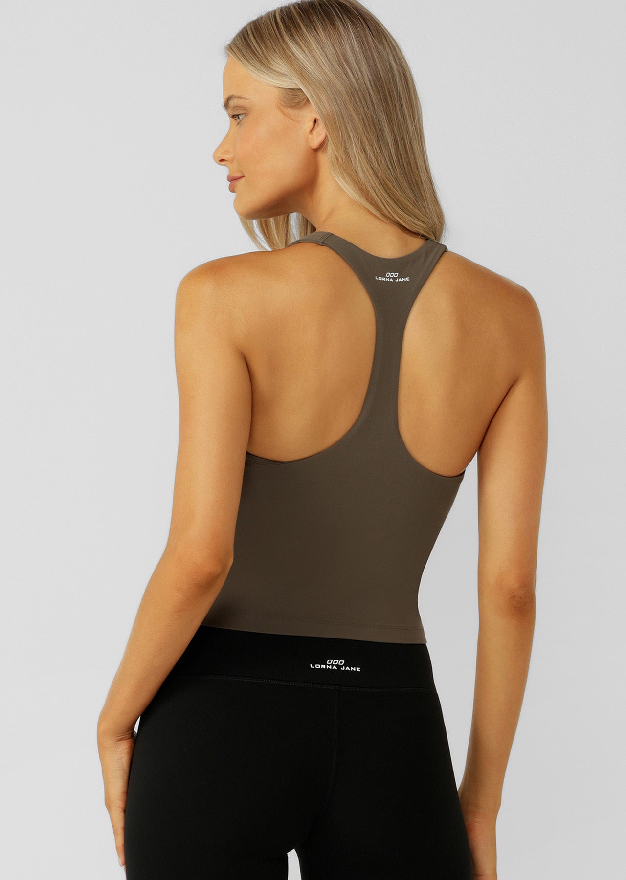 Lorna Jane Liberty Bra Tank Combo - Dark Khaki Haze