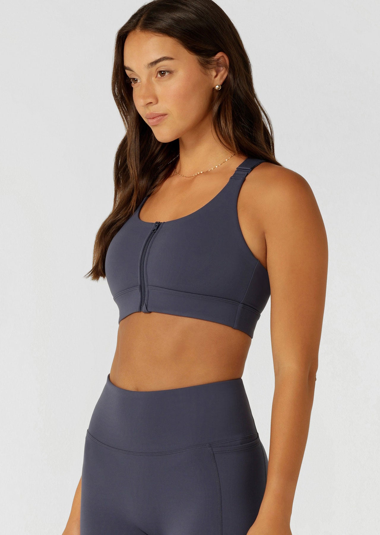 Lorna Jane Easy Zip On Max Support Sports Bra - Ash Blue