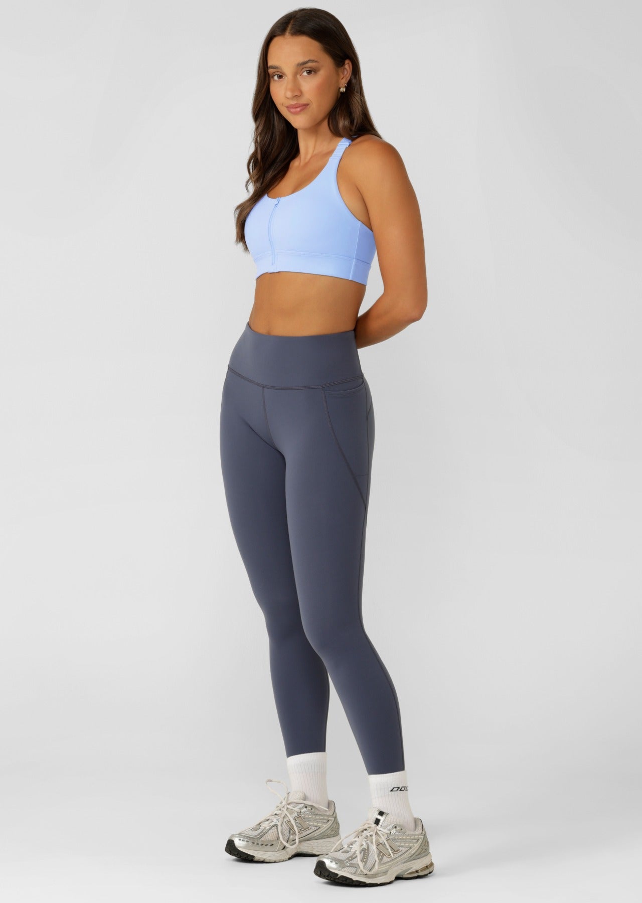 Lorna Jane Easy Zip On Max Support Sports Bra - Oxford Blue