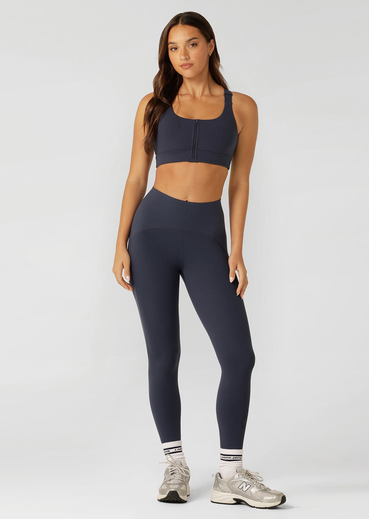 Lorna Jane Easy Zip On Max Support Sports Bra - Platinum Navy