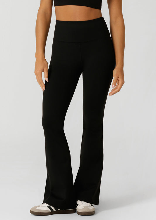 Lorna Jane Lotus Thermal Flared Leggings - Black