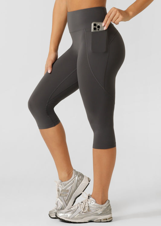 Lorna Jane Amy No Ride Phone Pocket 3/4 Leggings - Titanium