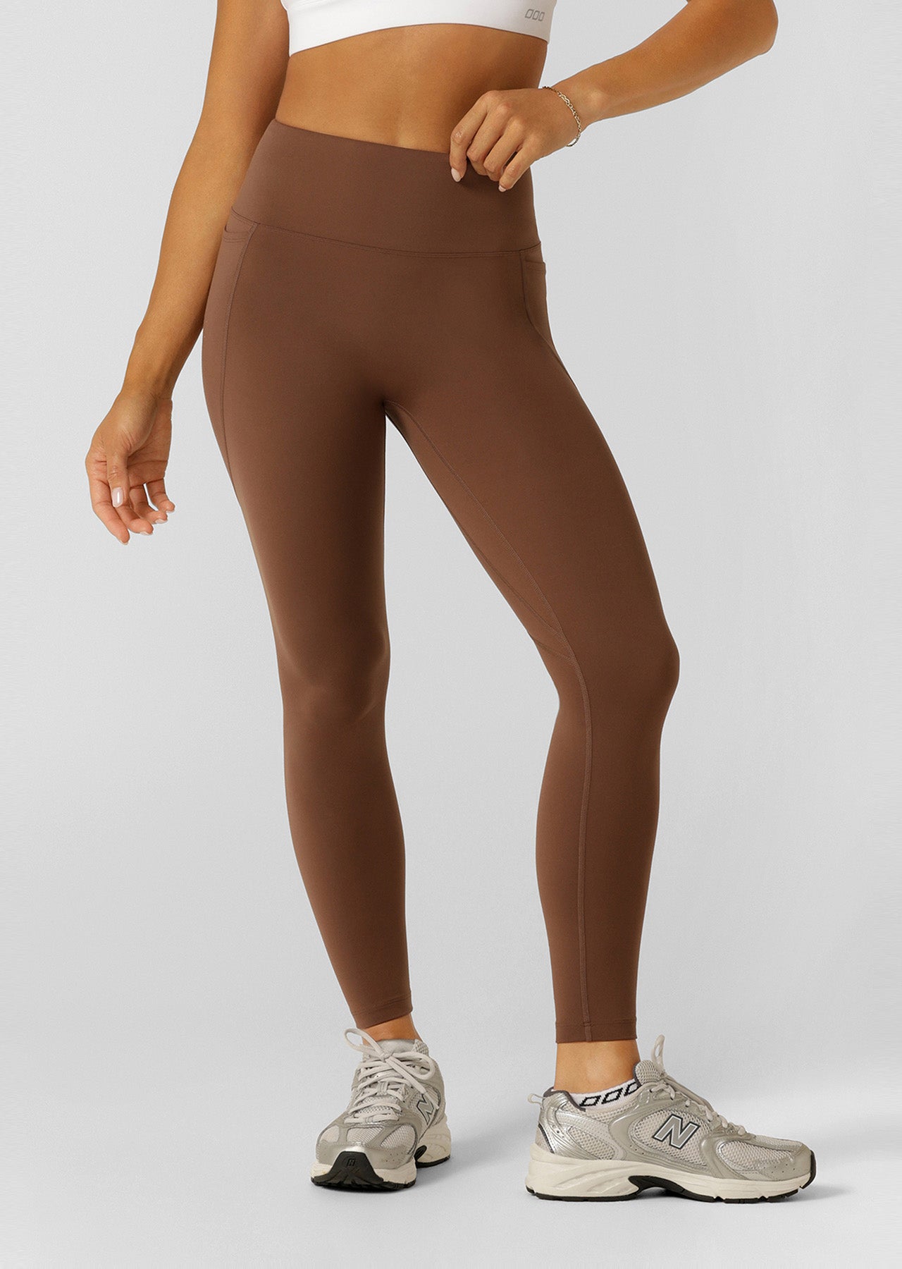 Lorna Jane Amy No Ride Phone Pocket Full Length Leggings - Chocolate